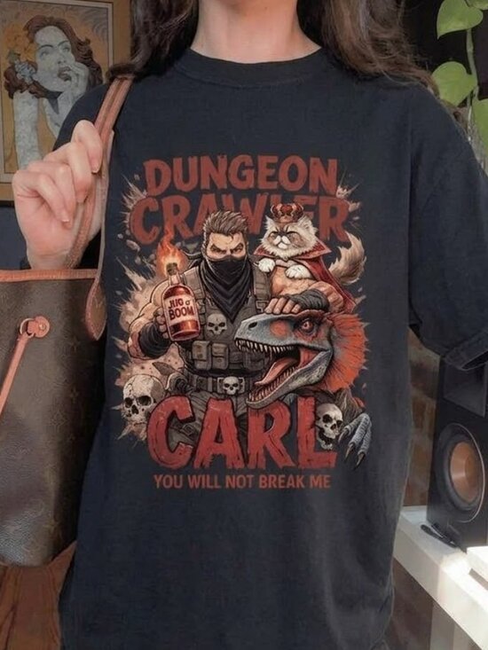 Unbranded Tops - Dungeon Crawler Carl You Will Not Break Me Princess Donut Graphic Tee